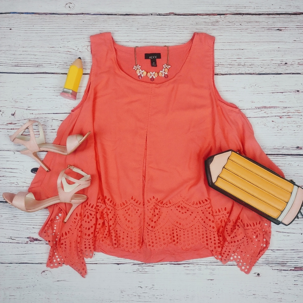 Alyx Lazer Cut Patterned Flowy Tank